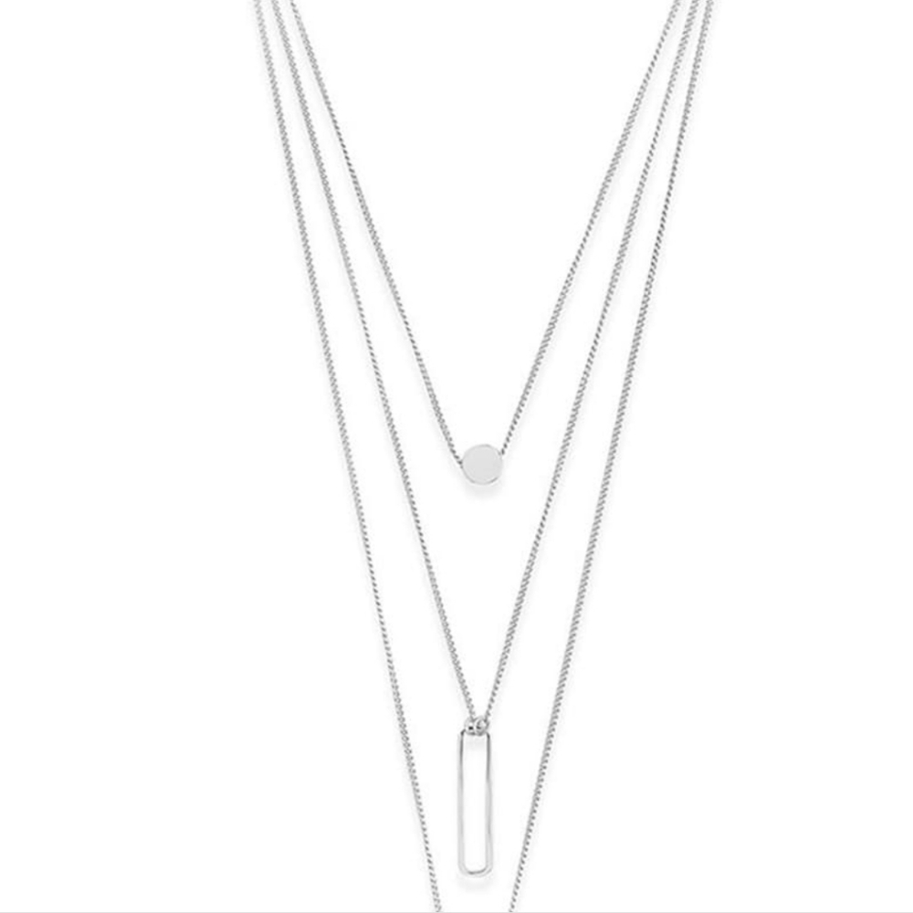 Triple layer Silver Necklace - Picture 3 of 6